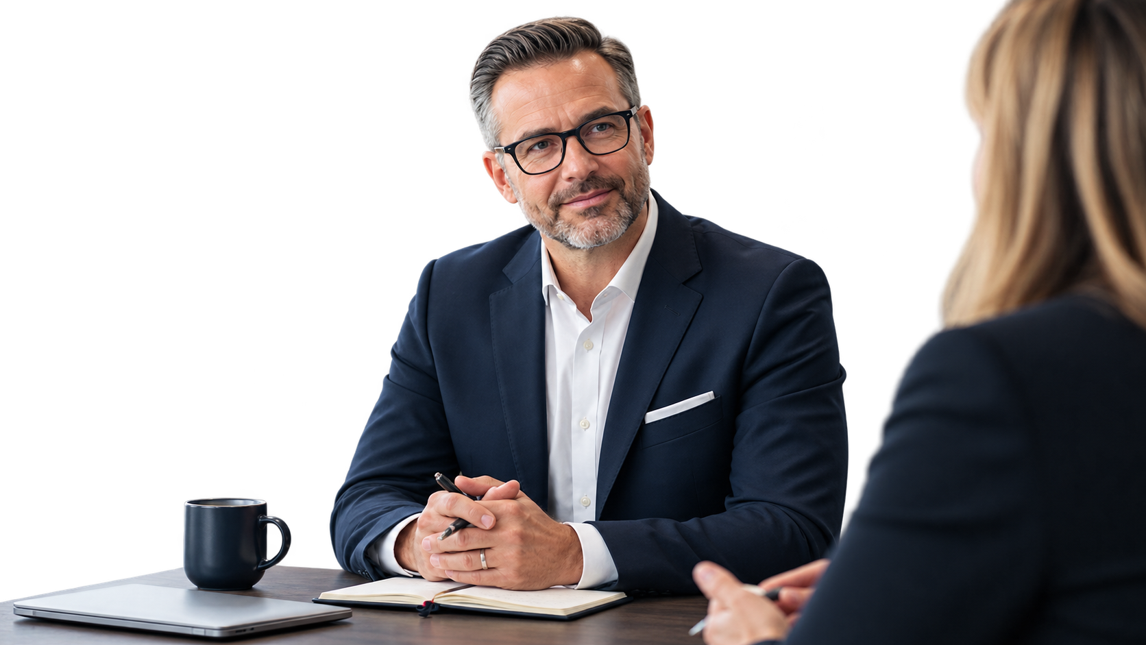 Senior professional in an executive interview coaching conversation.
